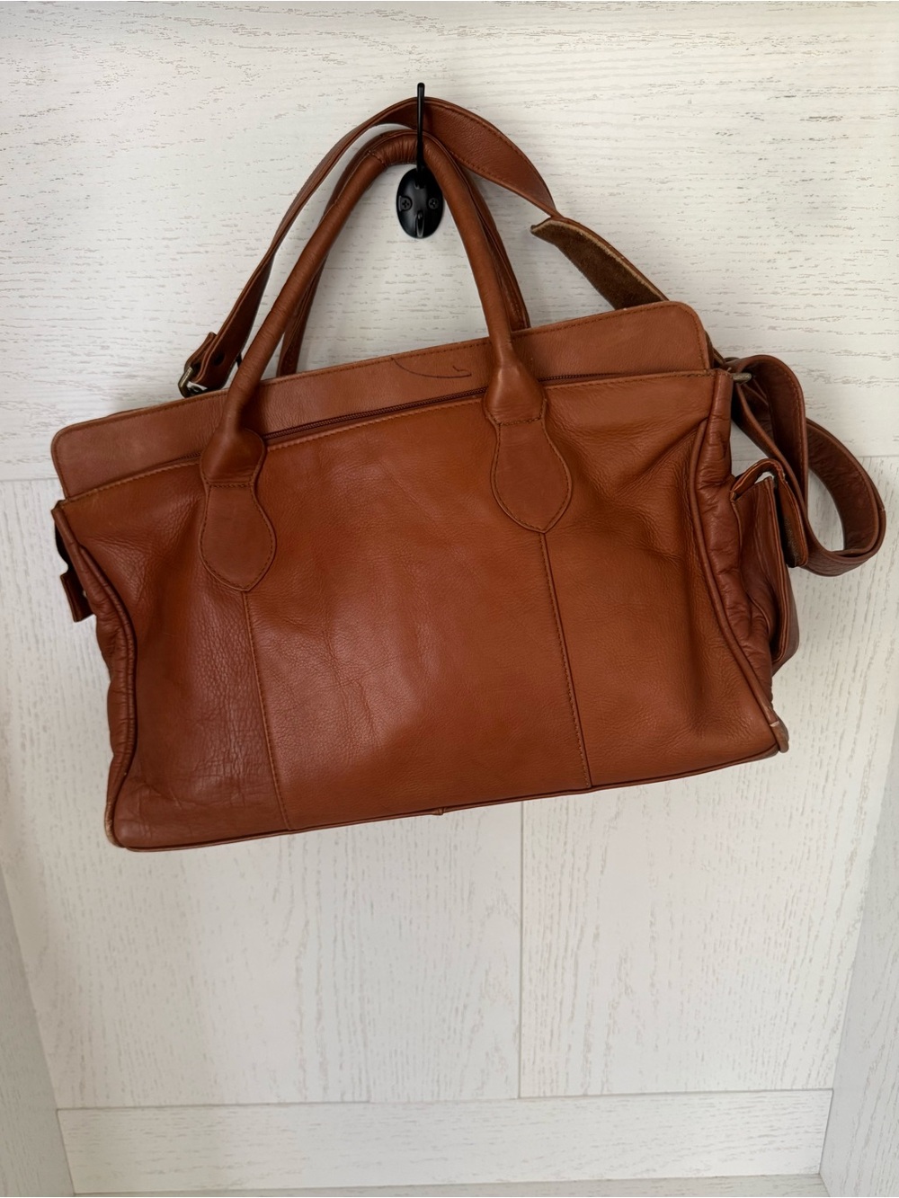 Graffeo Leather Briefcase Tote in Cognac